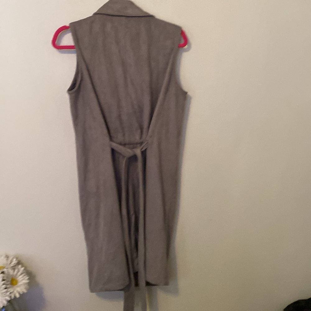 Sincerely Jules Soft Textured Gray Buttoned Wrap … - image 3
